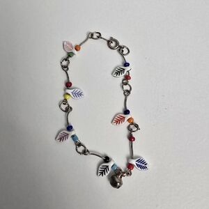 Colorful Leaf Silver Tone Charm Bracelet